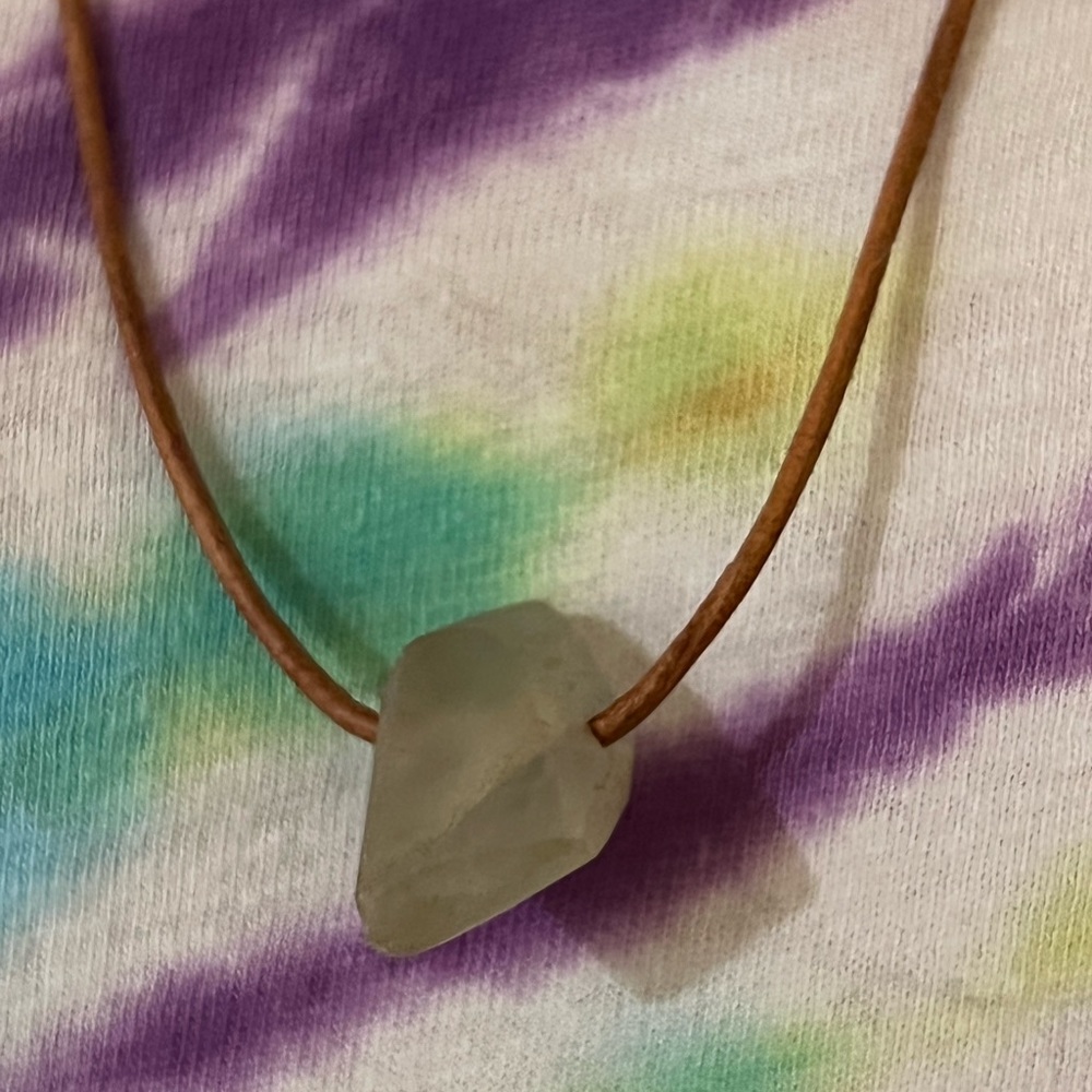 Single Fleurite on Leather Necklace